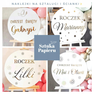 Balónová samolepka na stenu 60cm - Svätý krst + meno